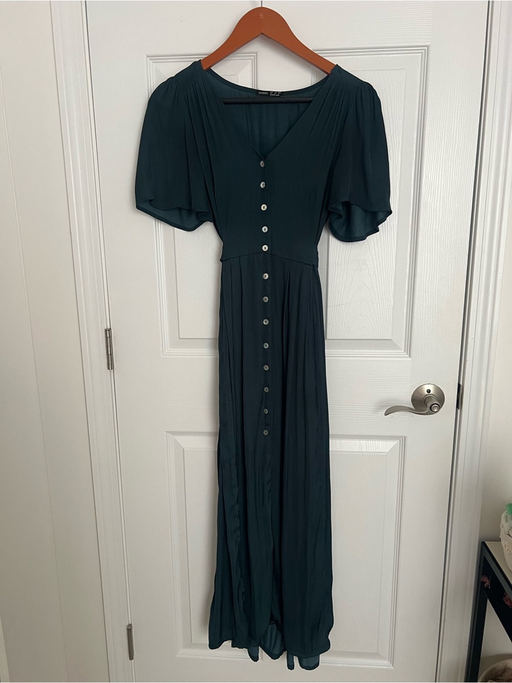 Women’s Teal Button-Front Maxi Dress
